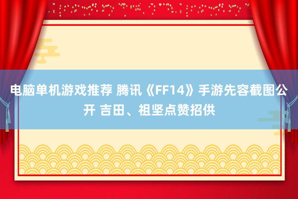 电脑单机游戏推荐 腾讯《FF14》手游先容截图公开 吉田、祖坚点赞招供