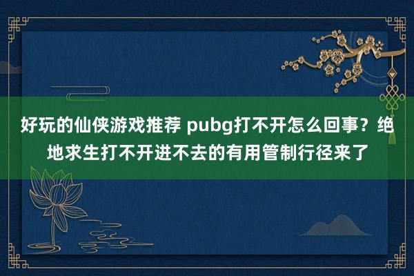 好玩的仙侠游戏推荐 pubg打不开怎么回事？绝地求生打不开进不去的有用管制行径来了