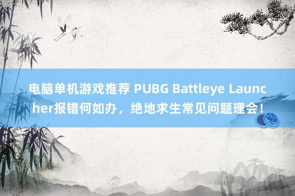 电脑单机游戏推荐 PUBG Battleye Launcher报错何如办，绝地求生常见问题理会！