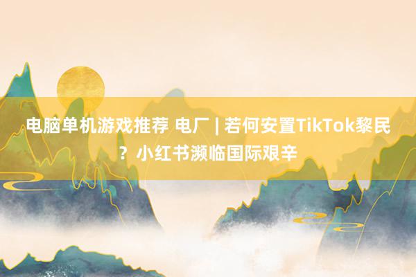 电脑单机游戏推荐 电厂 | 若何安置TikTok黎民？小红书濒临国际艰辛